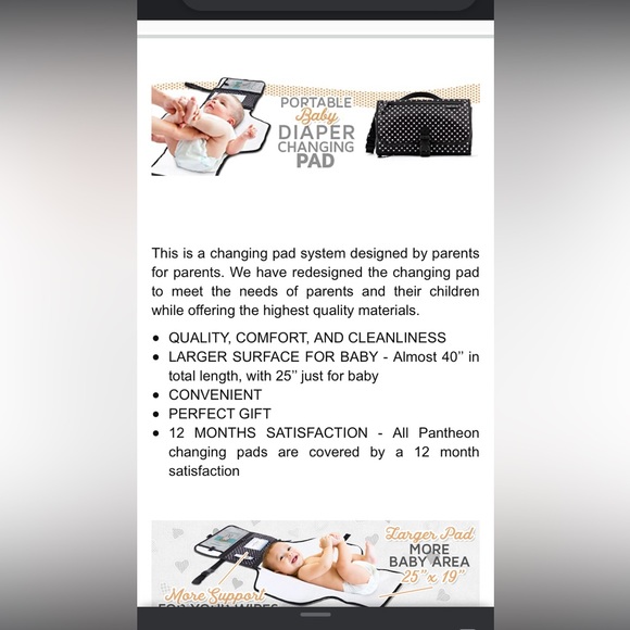 Pantheon baby portable diaper changing pad clutch with Stripes Not Dots - Picture 6 of 10